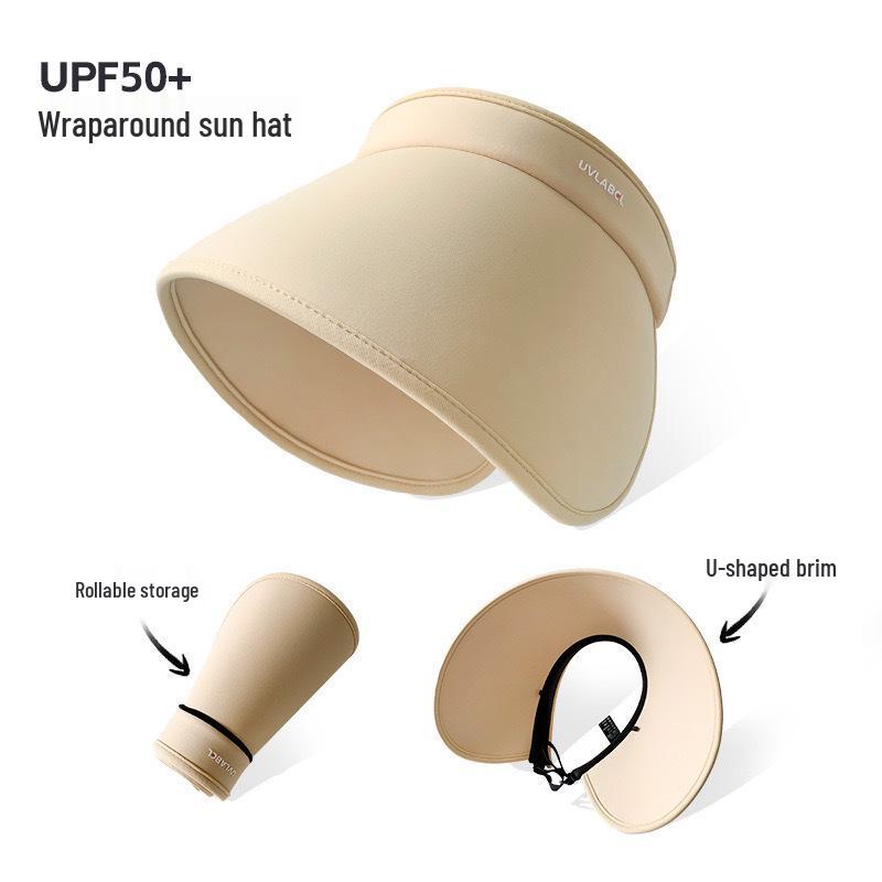 Damen UV-Schutz Radfahren Sonnenhut mit Gesichtsbedeckung und modischem offenem Oberteil-Design