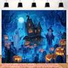 2D Flat Design, 1 Piece Per Pack. Horror Ghost House & Zombie Pumpkin Banner - Gothic-style Halloween Wall Decoration