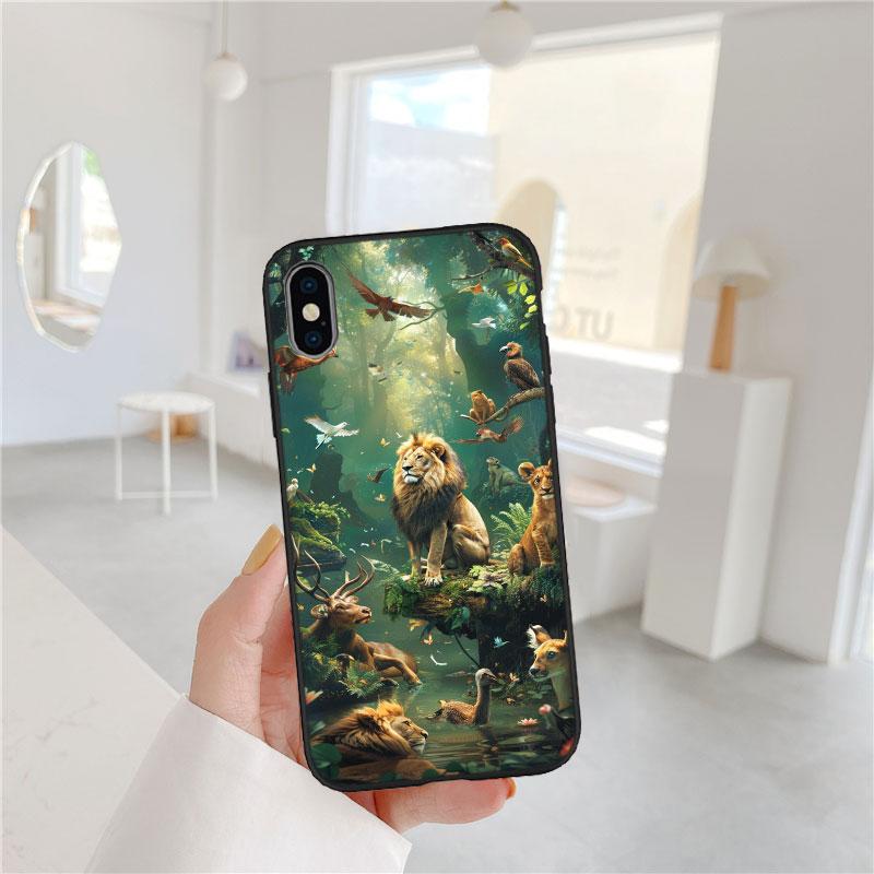 FM3 Tier Wolf Tiger Löwe Soft Shell Handyhülle für iPhone 16 15 14 13 12 Pro Max Plus Mini
