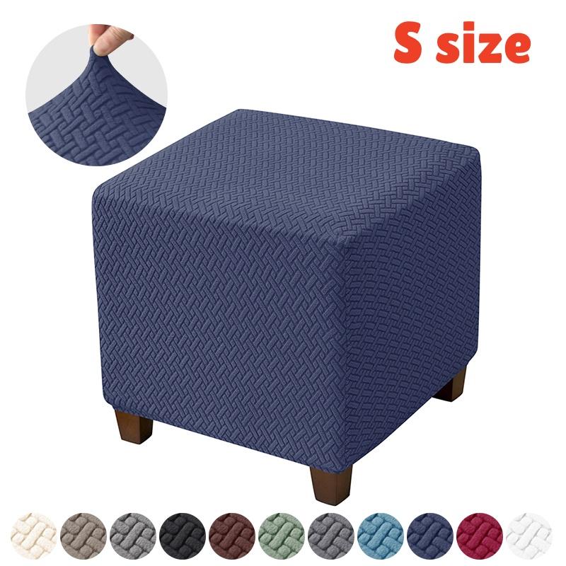 Jacquard Stretch Ottoman Cover S/M 2 Size Living Room Sofa Footrest Stool Slipcover Anti-scratch Pouf Covers Home Decoration