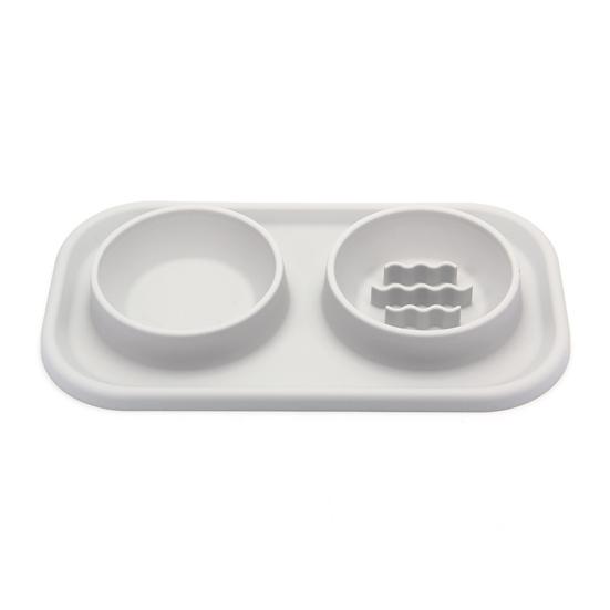 

Легко моющаяся силиконовая двойная миска для собак, медленное кормление, защита от заглатывания, кормушка для еды и воды для домашних животных A серый