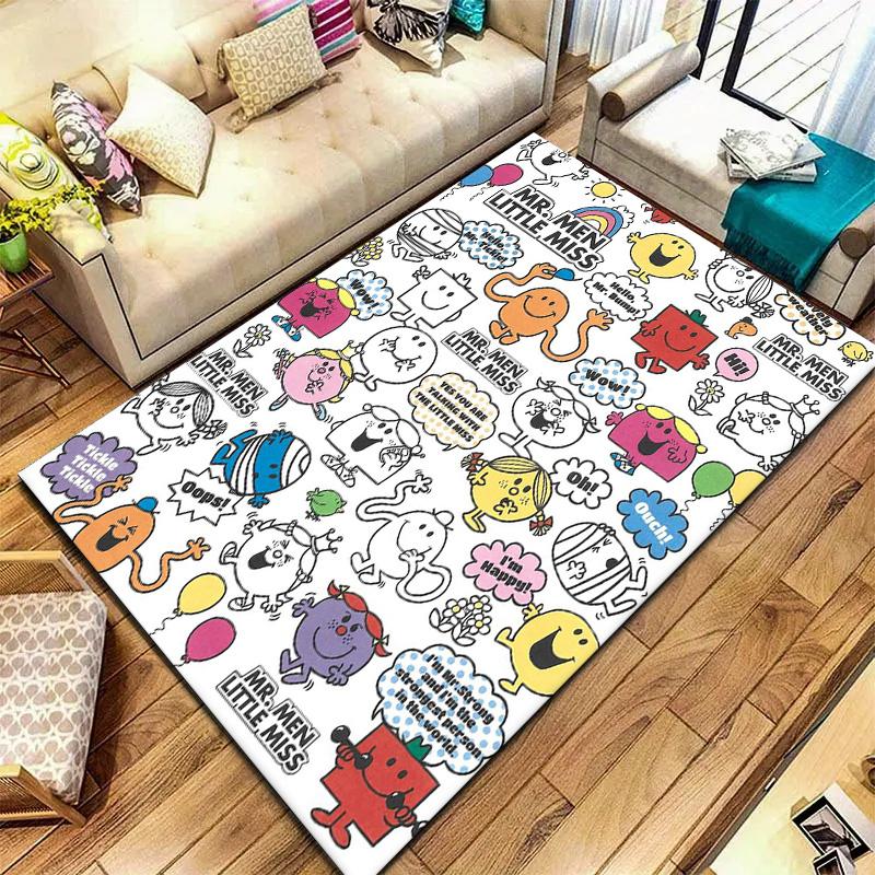 Sig. Tappeto Little Miss da Uomo per Soggiorno Camera da Letto Casa Decorazione Divano, Tappetino Antiscivolo per Giochi Bambini