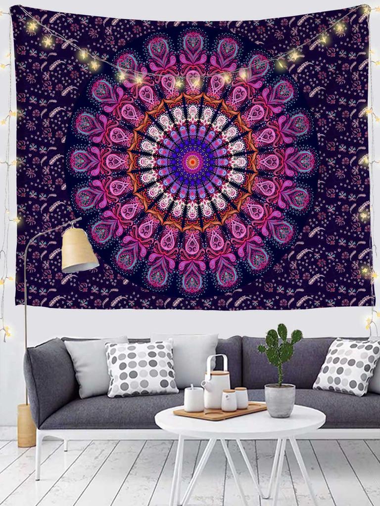 Purple Mandala Tapestry Single Sided 2DPrint Intricate Bohemian Tapestry Bedroom Living Room Wall Decor Spiritual Accessory Gift