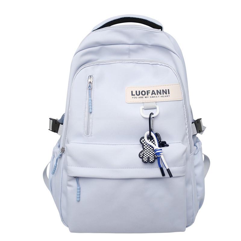 Letter Lightweight Nylon Student Backpack With Zipper Closure For High School And College Daily Use