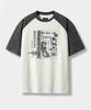 Dimiteulibeullaeg Raglan Color Block Pigment Artwork Short Sleeve T-Shirt_Cream & Black
