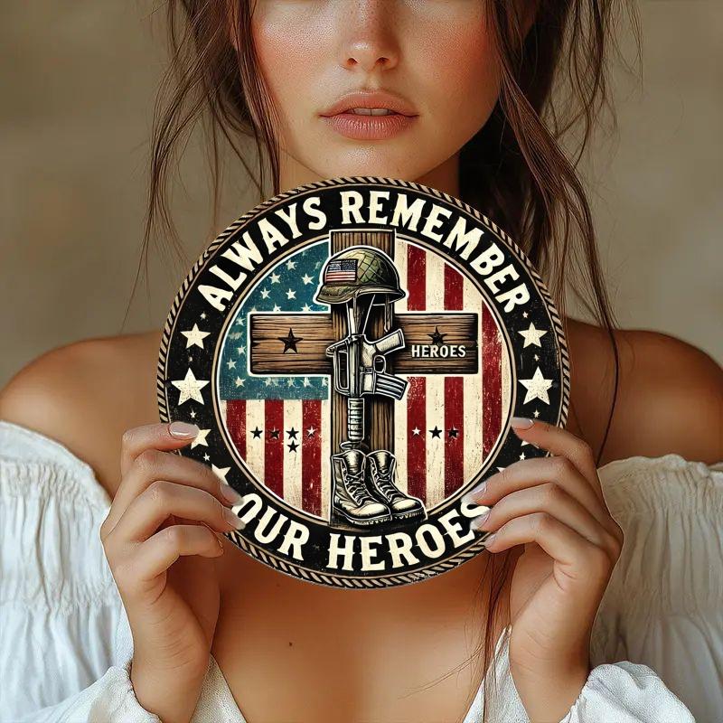 

Vintage Patriotic Army Boots & Cross Round Aluminum Sign прозрачный