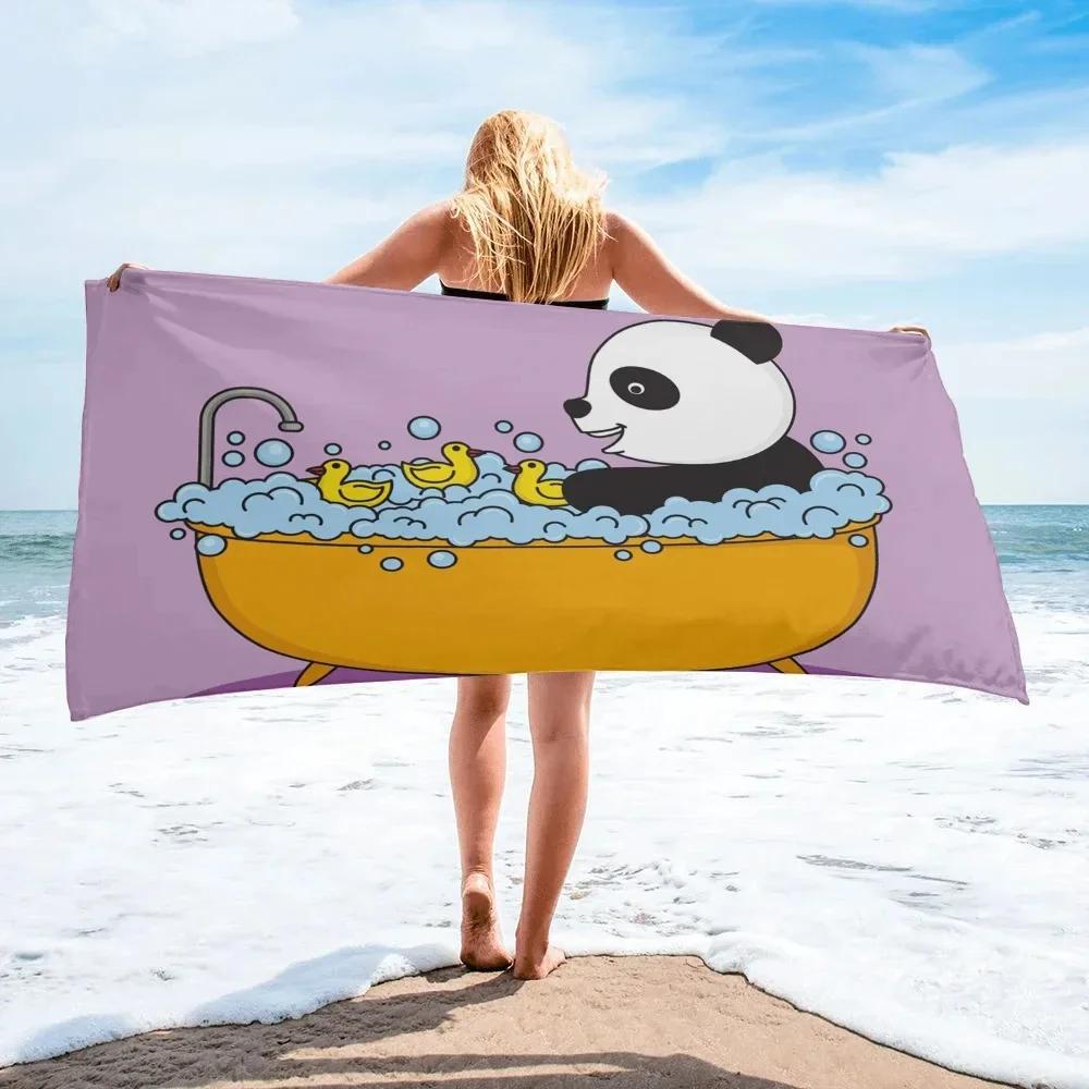 Panda Beach Towel Bathroom Cute Cartoon Animal Soft Quick-drying Bath Towel Kids Teen Adults Gifts Shower Summer Blanket Towels