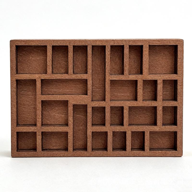 Retro Wood Plaid Box: Miniature Jewelry Stand & Mineral Specimen Storage Display