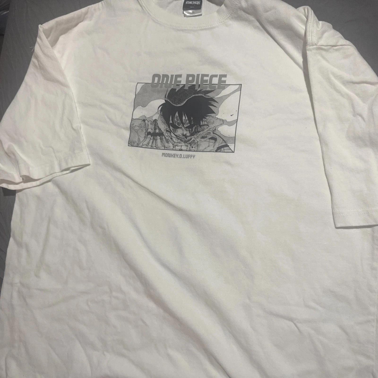 One Piece Monkey D Luffy White Black Tee Shirt XL 3XL