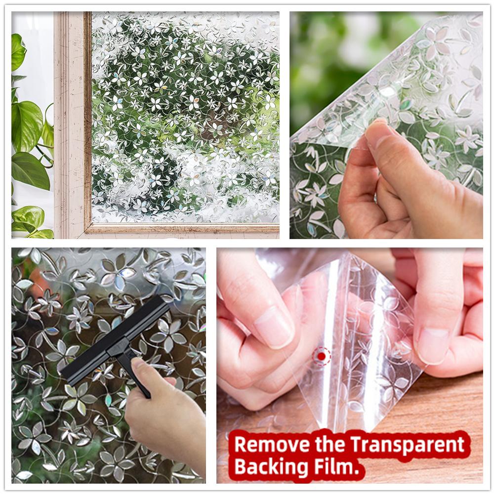 3D გამჭვირვალე ცისარტყელას ფანჯრის კონფიდენციალურობის ფირი ვიტრაჟის ვინილი სტატიკური მიკრობით წებოვანი ფირი სითბოს კონტროლის ფანჯრის სტიკერები სახლისთვის