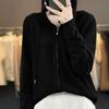 Autumn and Winter Hooded Casual Knitted Cardigan Simple Fashion Style Loose Knitted Sweater