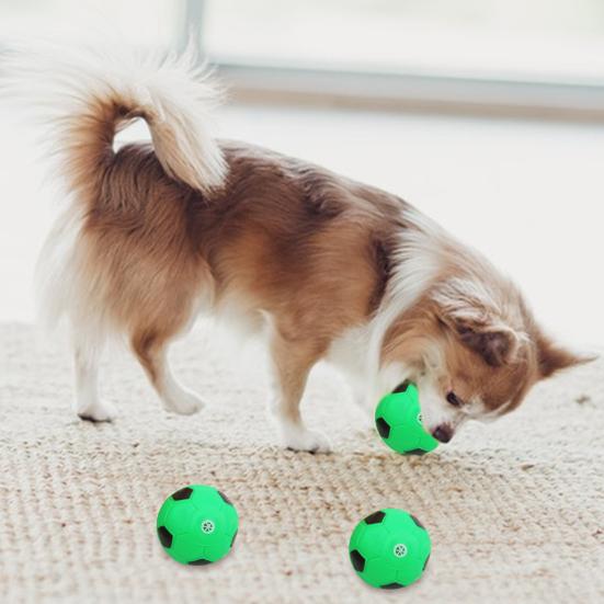 Green Football Dog Chew Toy Bite Resistant Soccer Squeaky Ball Pet Interactive Toy Small Medium Large Dogs Teething Cleaning Toy