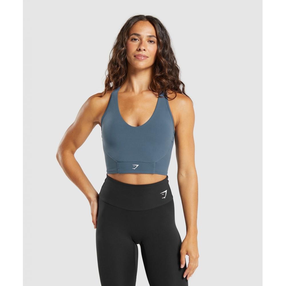 

GYMSHARK Crop Mesh Tank Cargo Blue B7A4K UCTP XXS