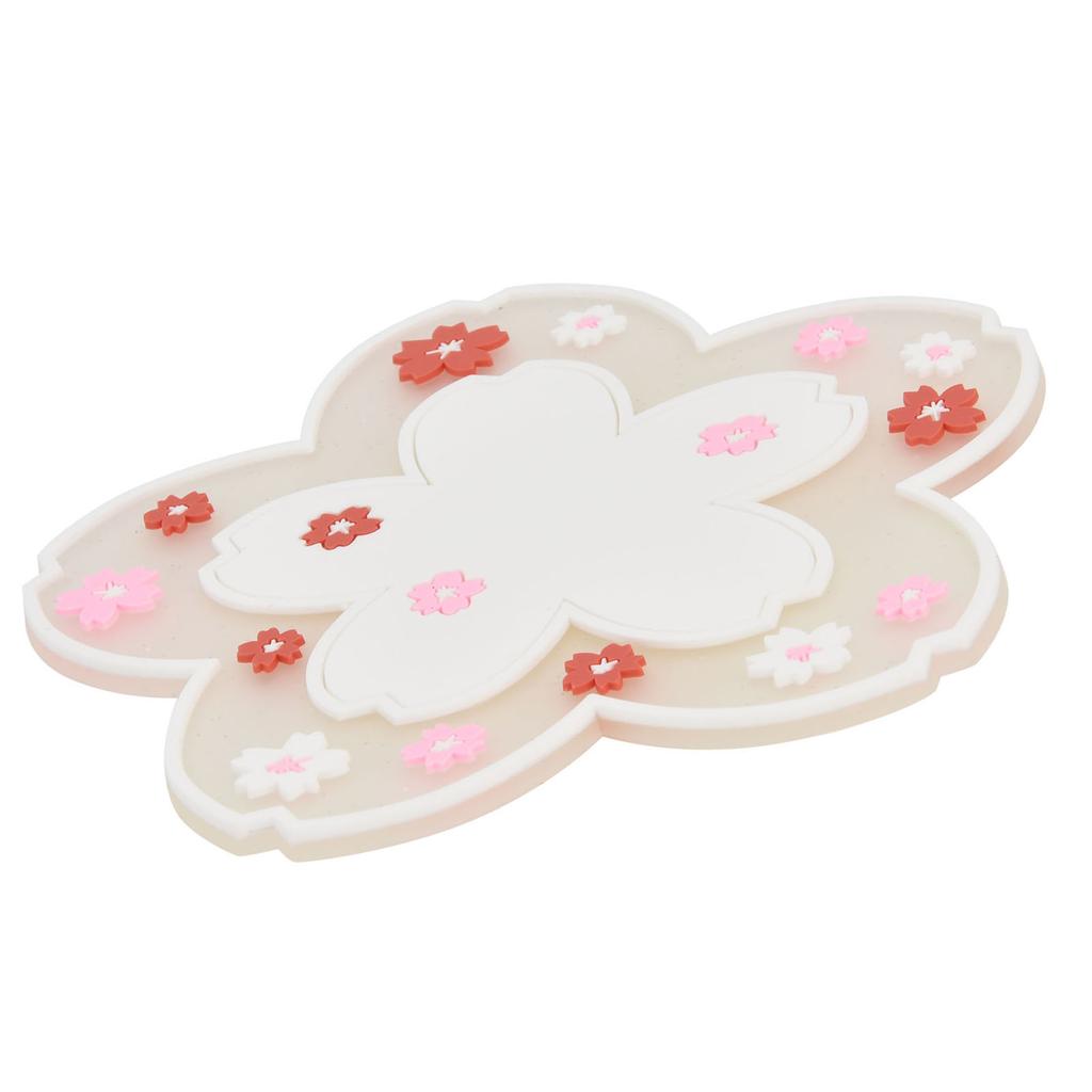 Flower Pattern Coasters Heat Insulation Coaster AntiSlip Cup Mats Tabletop   Prevent Furniture Damage(Pink )