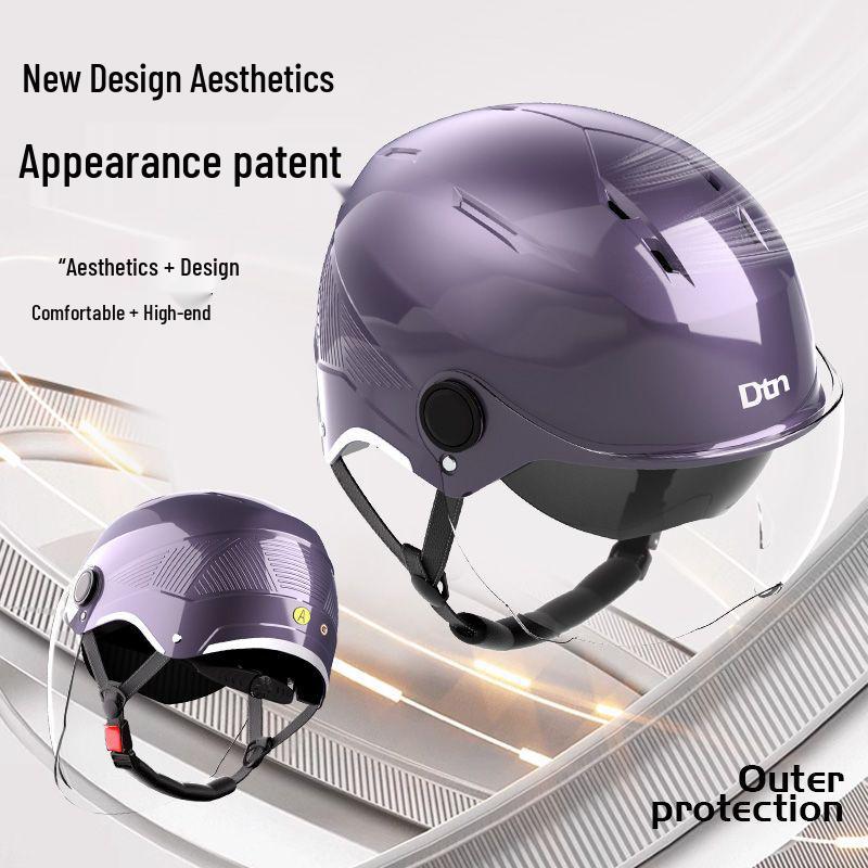 3C Certified Electric Vehicle Half Helmet with Double Visor for Large Head Circumference - All-Season, Unisex