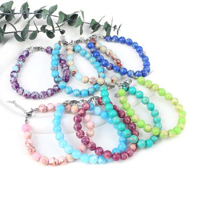 New Style Women Bracelet Natural Stone Emperor Stone Beads 8X8 MM Charms For Women Romantic Birthday Gift