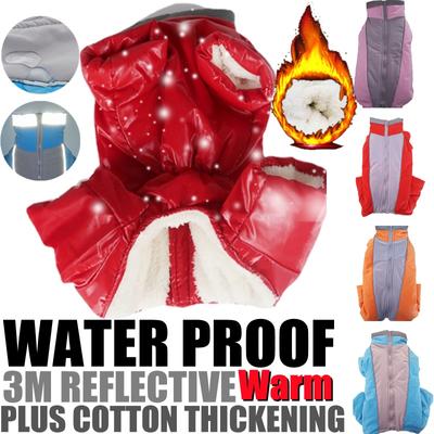 Pet Clothing Padded Dog Down Jumpsuit Dog Winter Waterproof Warm Coat Zipper Reflective Jumpsuit