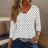 Women’s 3/4 Sleeve V Neck Button Decor Top with Geometric Print Casual Loose Fit Blouse for Daily Wear