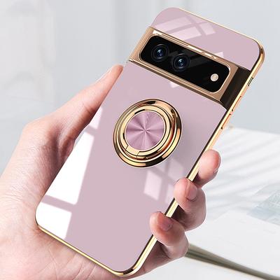 Ring Car Holder Silicone Case For Google Pixel 7 Pro 7Pro Cover Luxury Plating Protection Phone Case For Google Pixel 6A 5A 5G