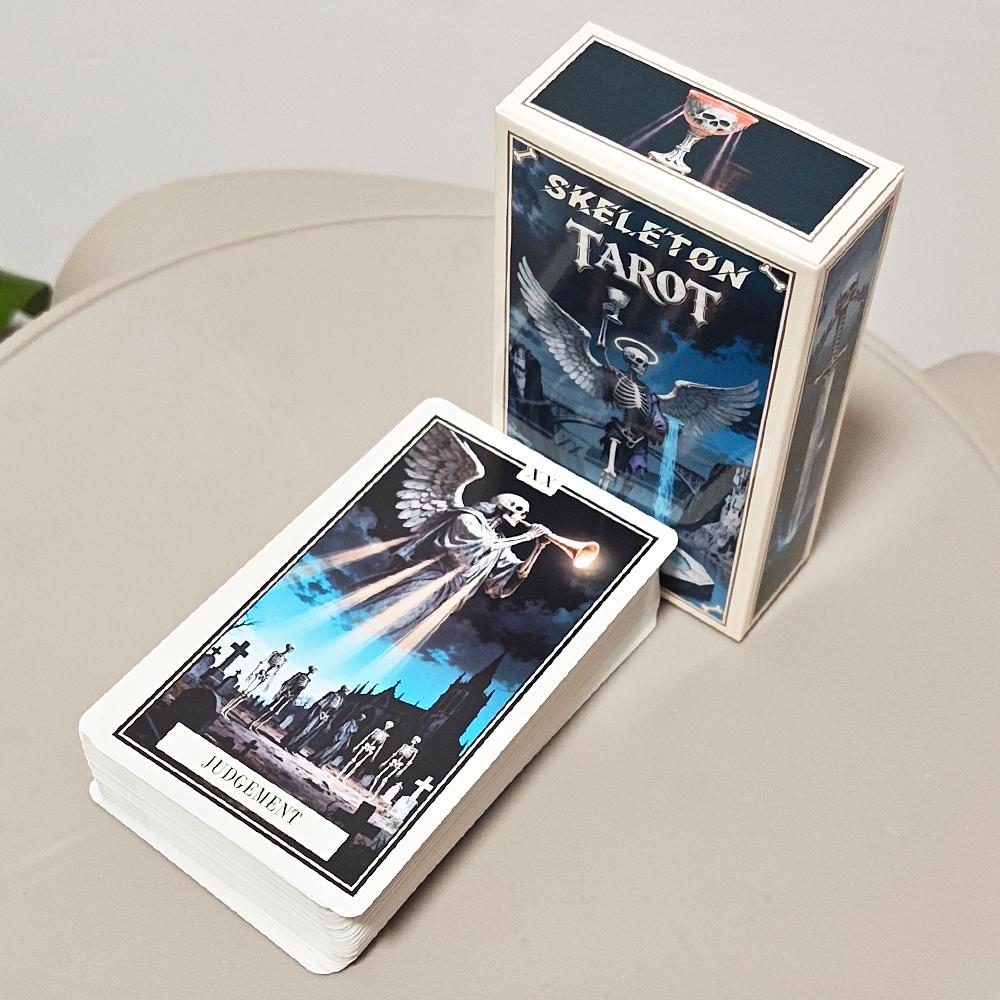 Skeleton Tarot Deck 10.3*6cm - 78 Pcs Gothic Skeleton Art Tarot Cards for Divination, Dark Fantasy Skull & Bone Theme