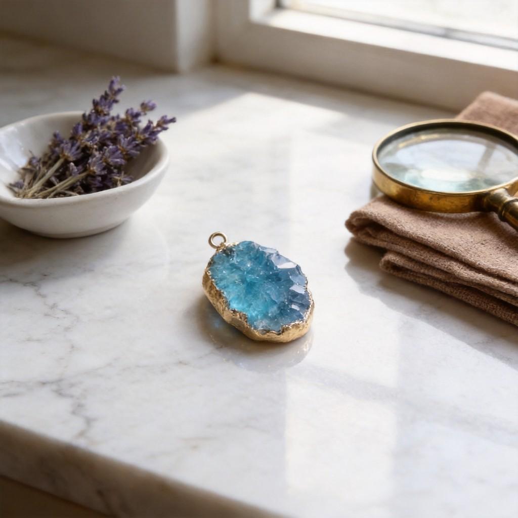 Natural Crystal Pendant Necklace With Gold Plated Edges For Boho Jewelry Enthusiasts