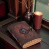 Handmade Leather Journal 5×7” | Moon Phase Embossed Diary with Gemstone | 200 Deckle-Edge Pages | Vintage Lock Notebook | Celtic Art Writing Journal