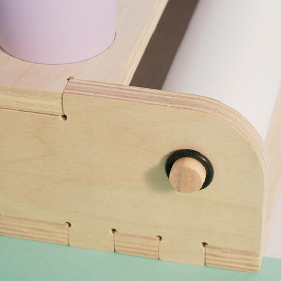 Wooden Paper Dispenser Desktop Paper Roll Holder Drawing Paper Roll Organizer with Pen Holder for School Art Studio Home