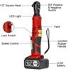 160N.m 100V-240V Rechargeable Right Angle Wrench With2 Battery Charger Kit Cordless Electric Wrench Ratchet Wrench Repair Tool
