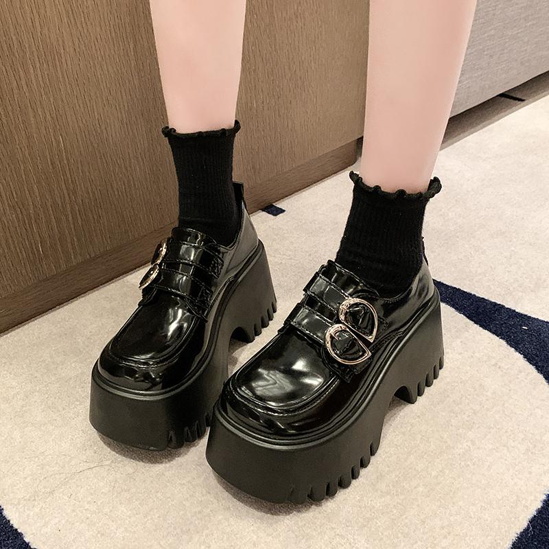 Fashion 8.5cm Women Loafers Shoes Flats Chunky Leather Shoes Woman Spring New 2025 Trend Fashion Casual Goth Cozy Zapatos De Mujer
