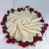 Handmade Knitted Rose Bouquet Round Crochet Flower Blanket