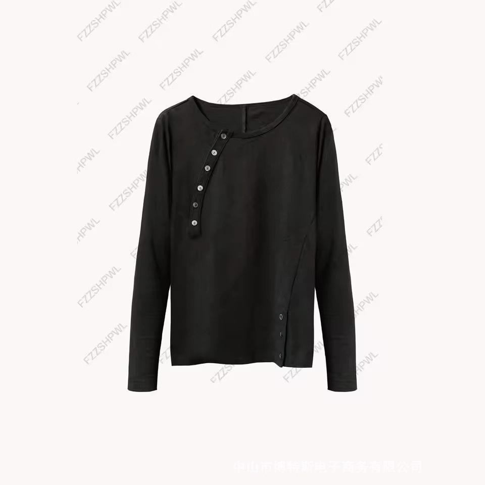 Unisex Casual Slim Long Sleeve T-Shirt with Side Button Design
