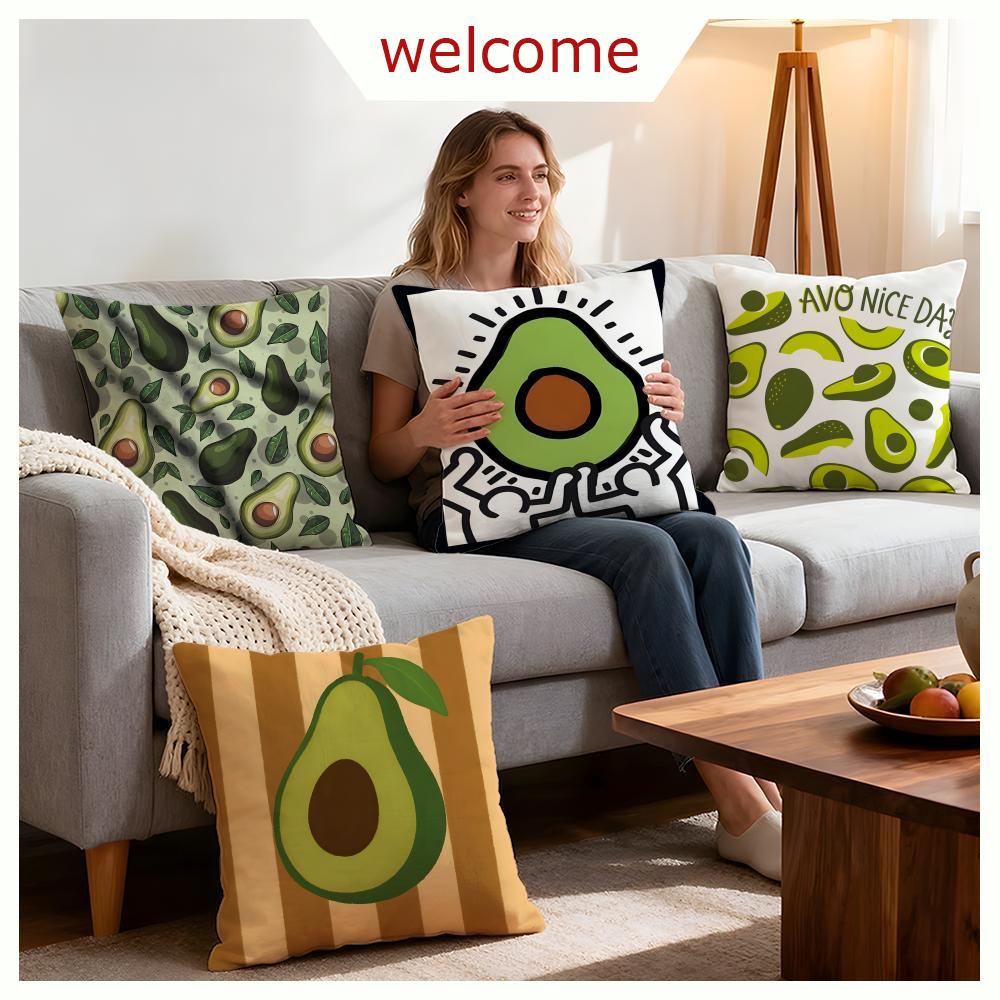 Pattern Avocado Print Cushion Cover 1Pcs Decorative Covers Soft Cushion Case For Sofa Couch Decor 40X40 45X45 Pillowcases