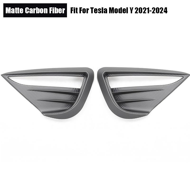 For Tesla Model Y -2024 Accessories Front Bumper Fog Light Cover Frame Trim ABS Car Lamp Shell Guard Decoration