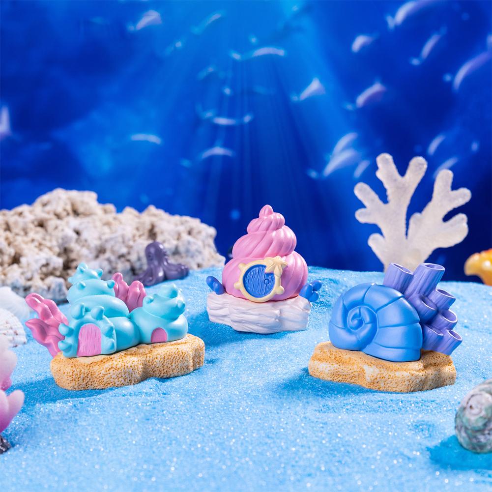 Colorful Aquarium Decoration, Conch Shell House Shaped Fish Tank Decoration Ornament, Resin Tabletop Display Home Decor, Betta Fish Tank Accessory