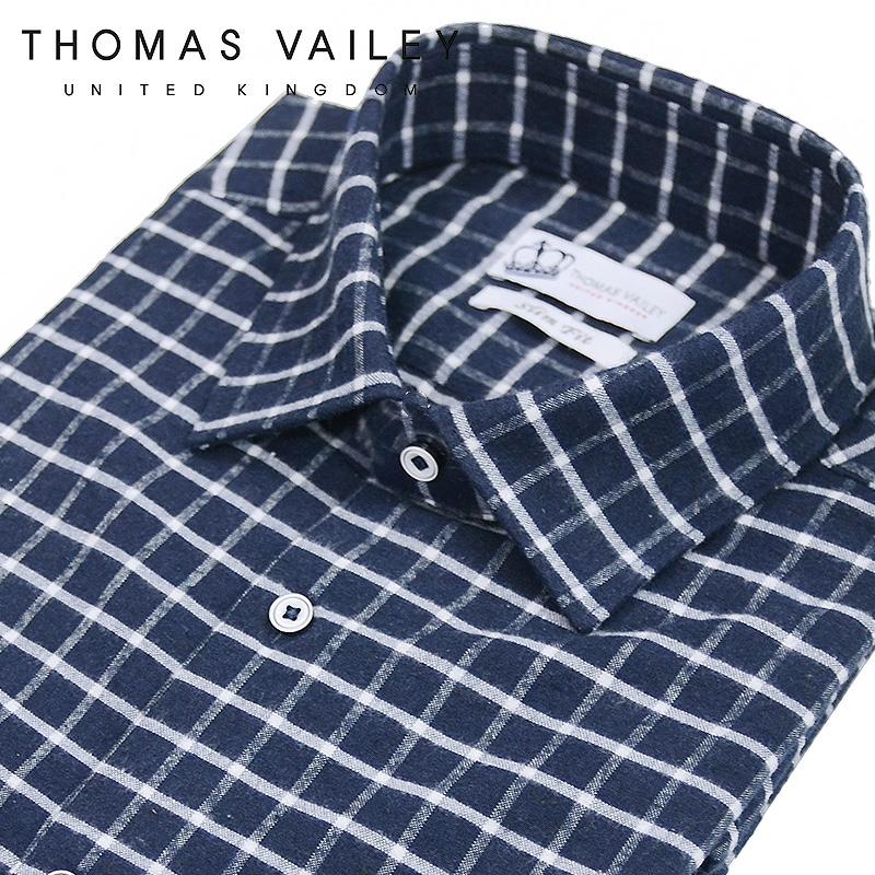 Thomas Bailey Brushed Check Shirt Navy 230 Blue/95