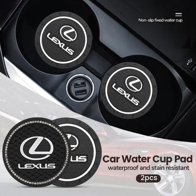 2Pcs Car Interior Coaster Water Cup Anti-slip Pad Decorate Mat For F SPORT GS GX IS LS LX CT LC RC LBX NX RX 350h 450h ES