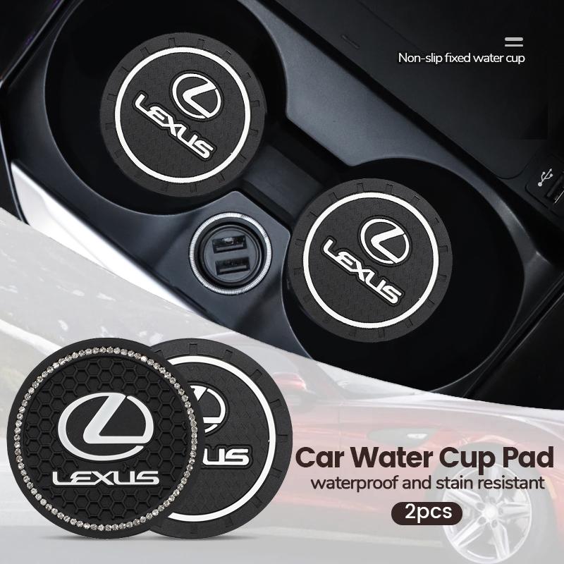 2Pcs Car Interior Coaster Water Cup Anti-slip Pad Decorate Mat For Lexus F SPORT ES UX 300e GS GX IS LS LX LBX NX RX 350h 450h zVF7