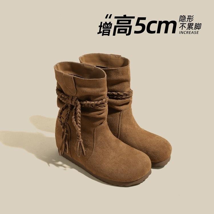 

Meradne Height Increasing Round Head Birkenstock Boots Short Boots Children s 2025 Fall New Western Cowboy Martin Boots 40 верблюд