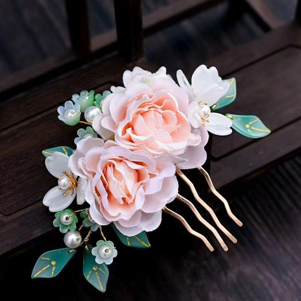 Floral Tang Dynasty Hairpin Tassel Flower Hair Comb Antique Ancient Hair Stick  Children