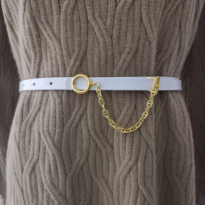 Solid Leather Color Womens Waist Belt With Alloy Closure For Looks Casual