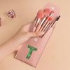 8Pcs Pink Makeup Brushes Set Professional Eyeshadow Brushes With Portable Case For Travel Engrave Image Pattern