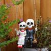 Skeleton Couple Figurine Swing Skeleton Hanging Decoration Gothic Car Rearview Mirror Pendant for Home Halloween Party Decor