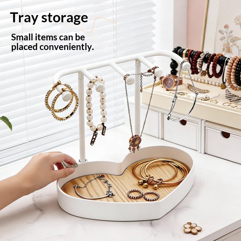 Jewelry Organizer Display Stand Rack With Wooden Tray For Earrings Bracelet Necklaces Rings Storage Hanging Organizer Holder