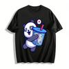 Cute Panda Holding Bubble Tea Graphic Casual Top Pure Cotton T-shirt