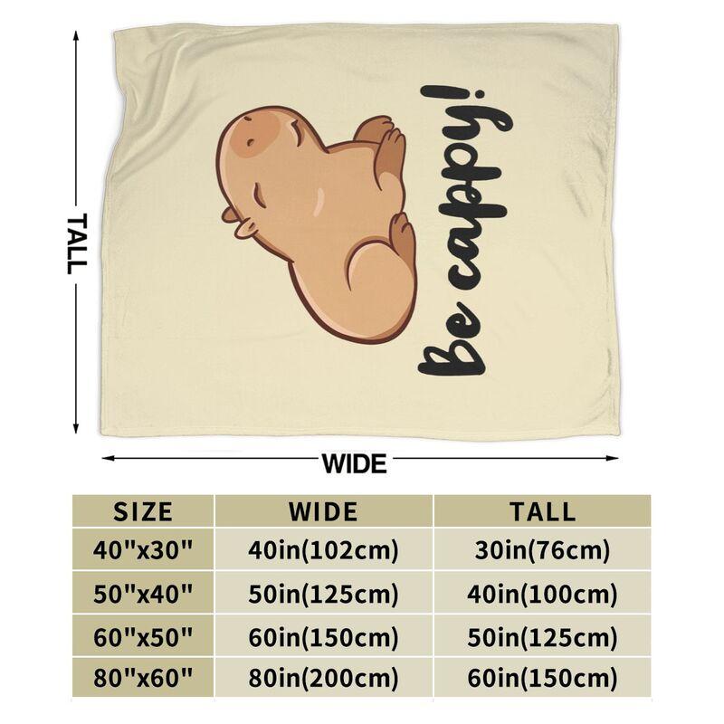 Cute Capybara Be Cappy Throw Blanket Ultra Soft Cozy Fleece Blankets Flannel Portable Lightweight Blanket for Bed Sofa Couch