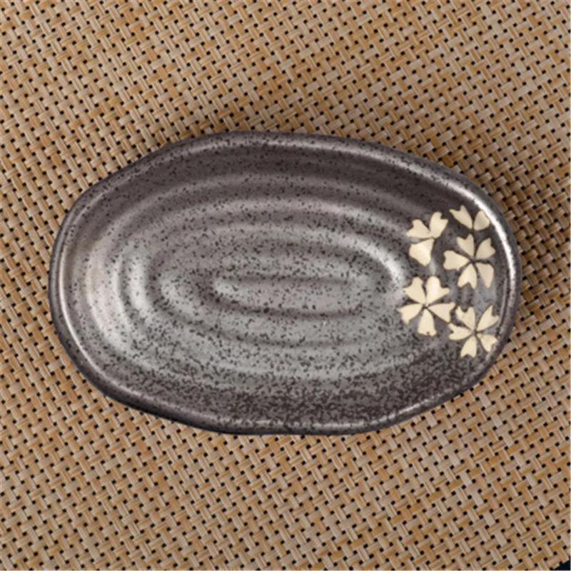 Oval Sushi Dish Japanese Ceramic Bone Plate Dinner Dishes Snack Ceramic Dinner Plates Dish Set Serving Dish Restaurant Supplies