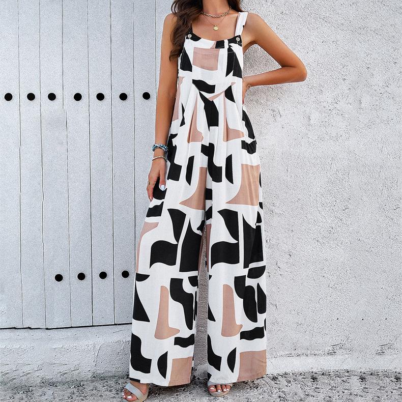 Women's Casual Jumpsuits Collection, Sleeveless Rompers in Multiple Prints & Solids, Elastic Waist Wide Leg One-Piece Outfits