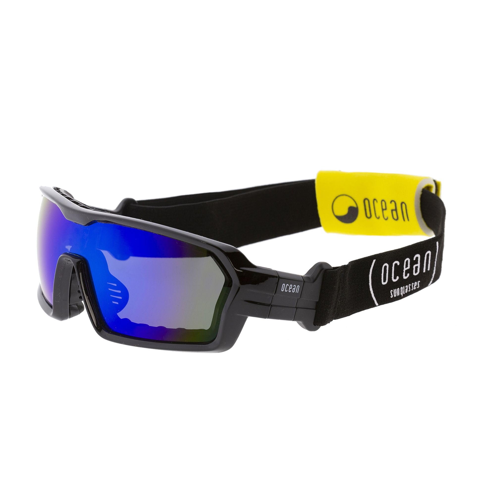 

OCEAN CHAMELEON Плавающие УФ-очки с перерабатываемой сменной оправой, глянцевые черные, синие REVO, защита, материалы и ремешок, (Поляризованные линзы),