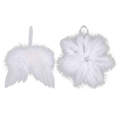 10 Pcs Vintage Feather Wing Christmas Tree Decoration Snowflake Angel Feather Wing for Xmas Holiday Party Decorations DIY Craft
