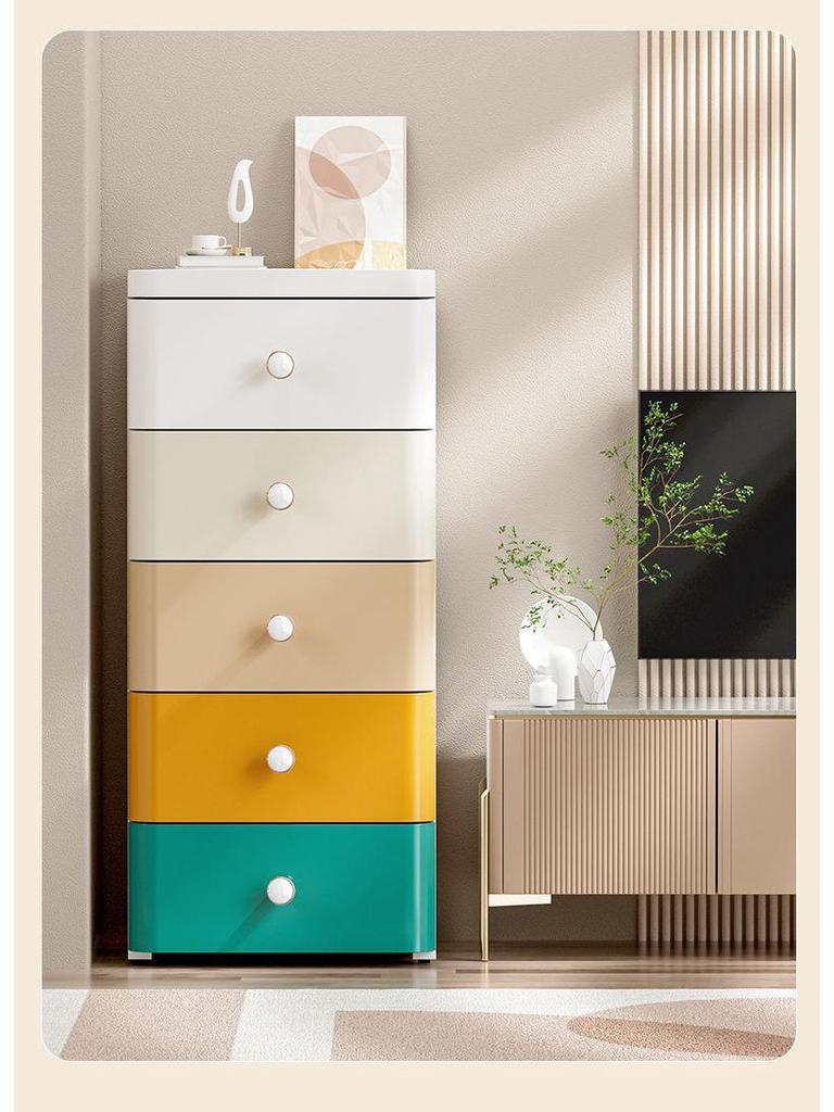 Slim Plastic Multi-Layer Storage Cabinet with Drawers for Kitchen and Bathroom